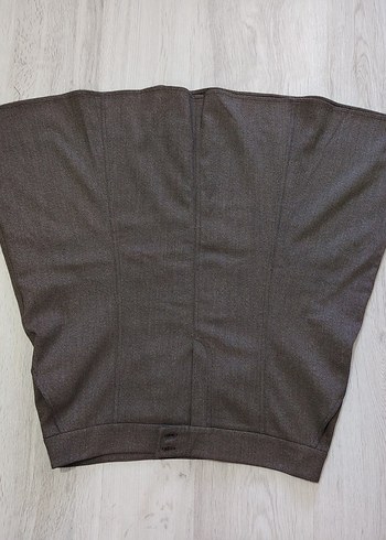 Kahverengi Piliseli Midi Hamile Eteği - Görsel 6