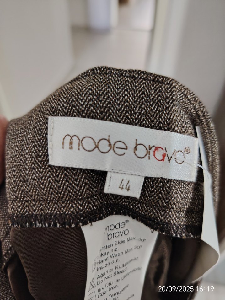 Kahverengi Piliseli Midi Hamile Eteği - Görsel 3