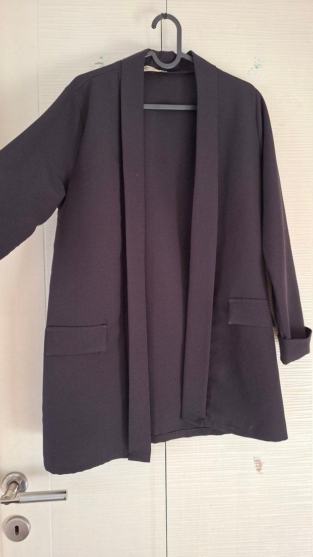 siyah düğmesiz blazer - Görsel 2