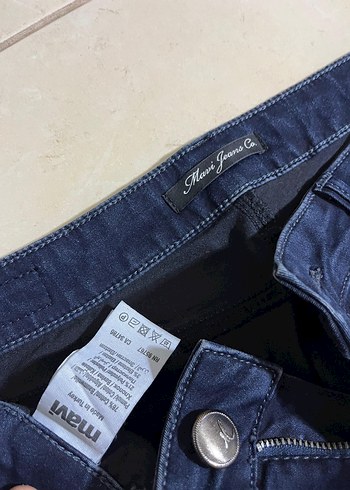 Kadın Lacivert Normal Boy Denim  cepleri taşlı Pantolon - Görsel 3