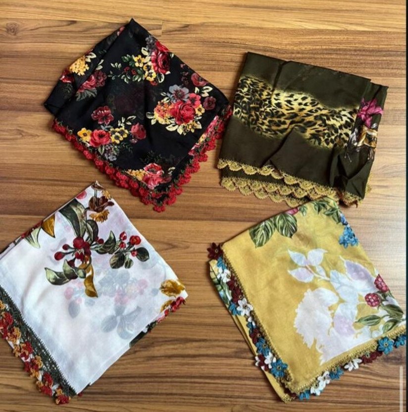 Renkli Dantel Detaylı Kadın Fularlar - Görsel 3