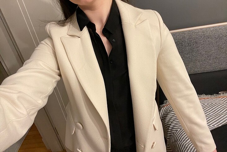 Koton for Arzu Sabancı kruvaze blazer ceket - Görsel 11