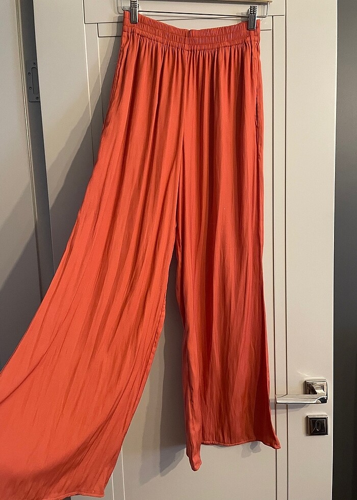 Zara mercan rengi ipek saten pantolon - Görsel 2