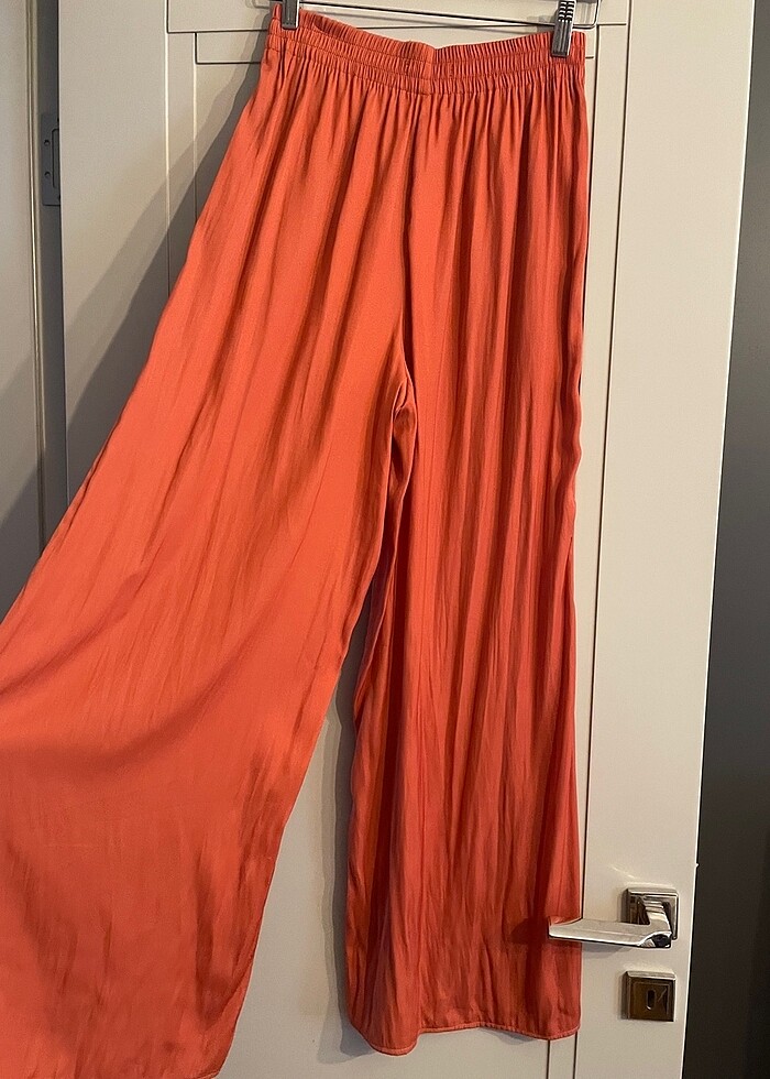 Zara mercan rengi ipek saten pantolon - Görsel 5