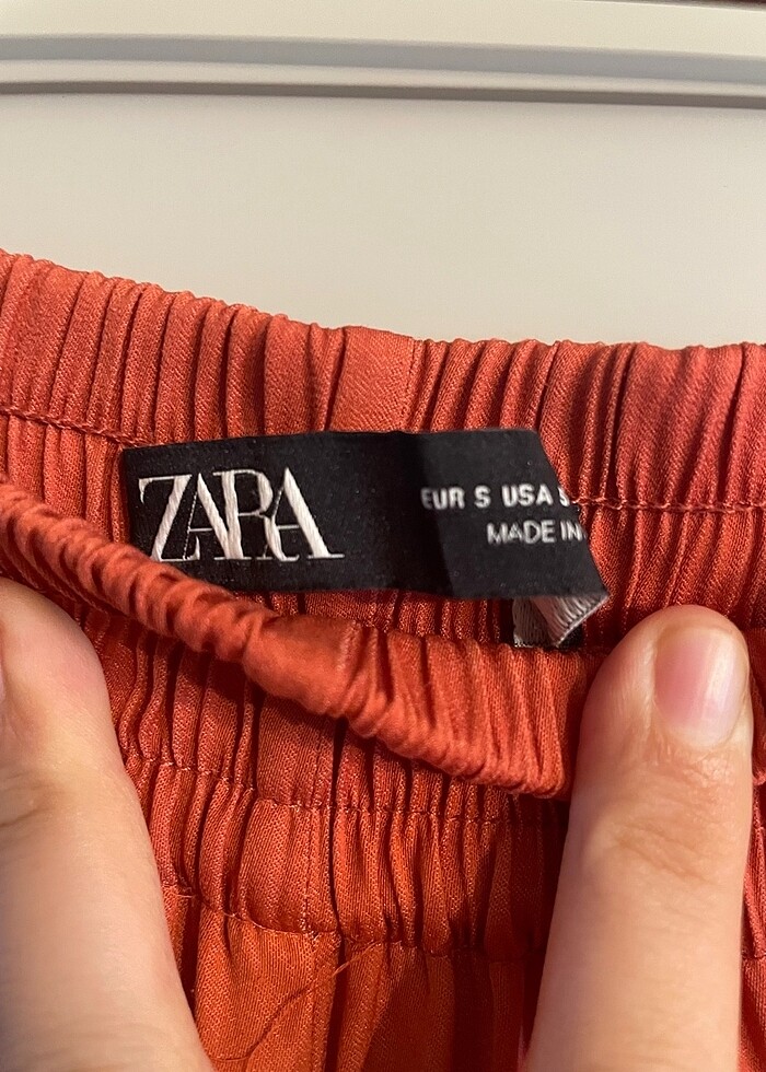 Zara mercan rengi ipek saten pantolon - Görsel 4