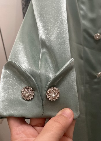 Abiye Düğmeli Uzun Gri Kadın Silky Klasik Kaban