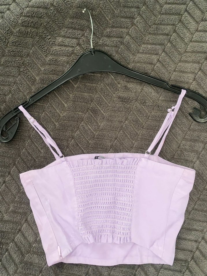 Mor İnce Askılı Crop - Görsel 2