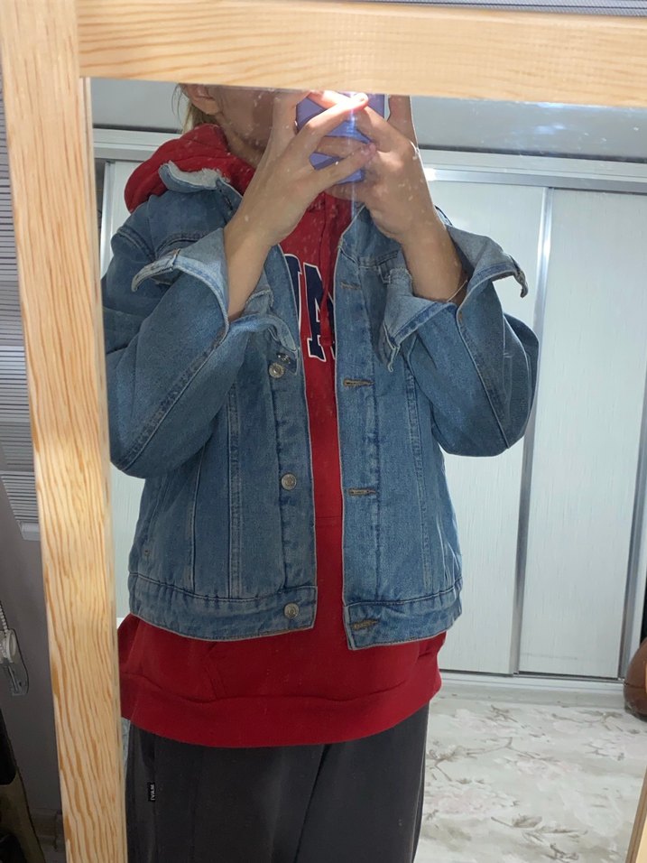 Unisex Mavi Kürklü Kot Ceket lcw - Görsel 3