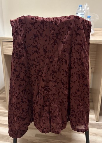 Diğer Bordo Vintage Dökümlü Uzun Hamile Eteği