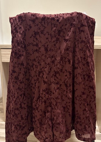 Bordo Vintage Dökümlü Uzun Hamile Eteği