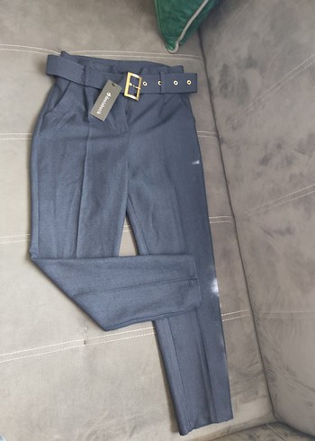 Kadın Lacivert Kemerli Denim Pantolon