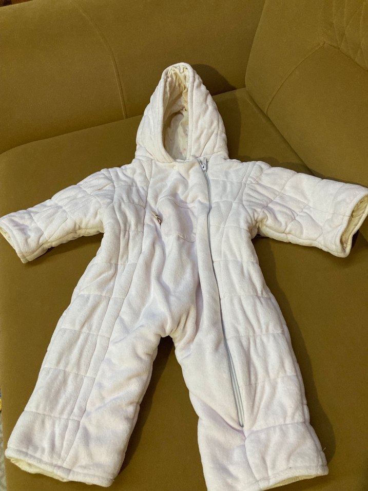 Bebek Kız Beyaz Kapüşonlu Tulum - Görsel 2