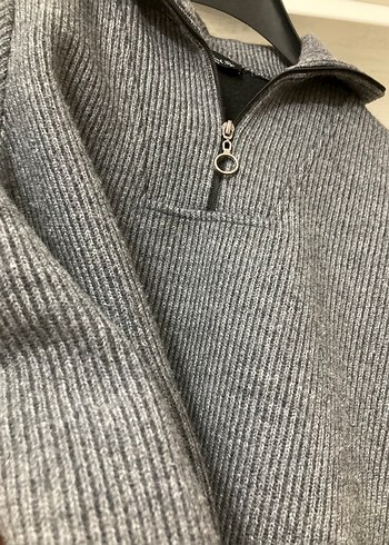Gri Yarım Fermuarlı Triko Üst - Görsel 5