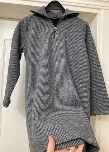 Gri Yarım Fermuarlı Triko Üst - Görsel 6