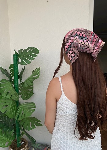 Zara Dantel Detaylı Pembe Örgü Bandana