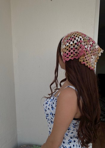 Zara Pastel Renkli Dantel Detaylı Örgü Bandana