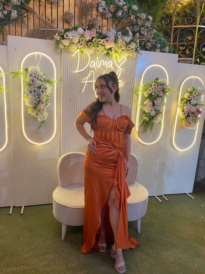 Parlak Turuncu Straplez Uzun Drapeli Abiye - Görsel 5