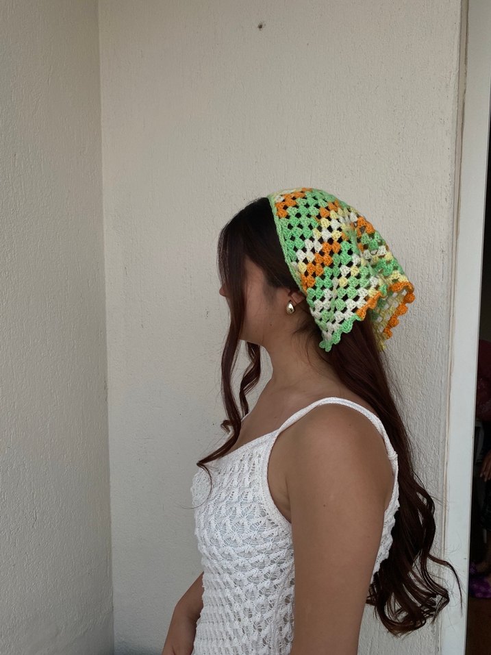 Pastel Renkli Dantel Detaylı Örgü Saç Bandı bandana - Görsel 3