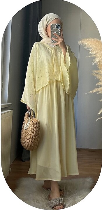 Sarı taşlı pamuk takım