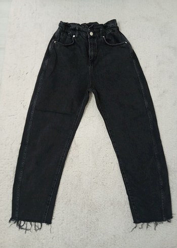 MANGO Siyah Bol Kesim Kadın Denim Pantolon