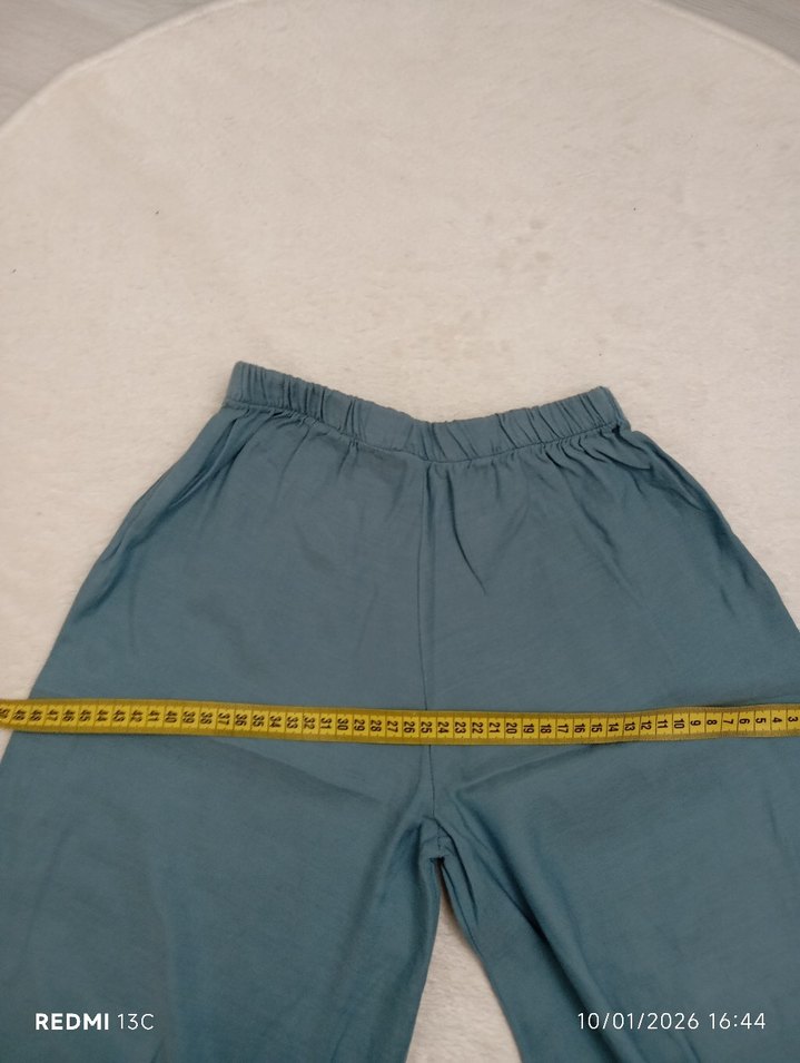 Mint Yeşili Bol Paça Pantolon - Görsel 5