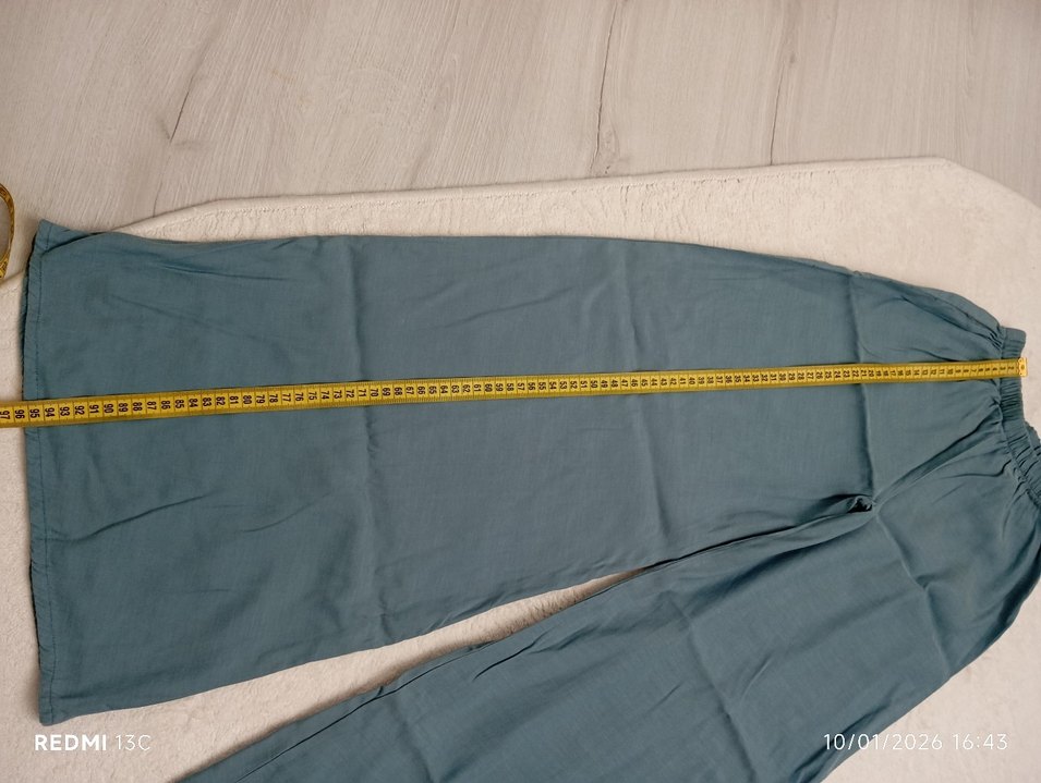 Mint Yeşili Bol Paça Pantolon - Görsel 3