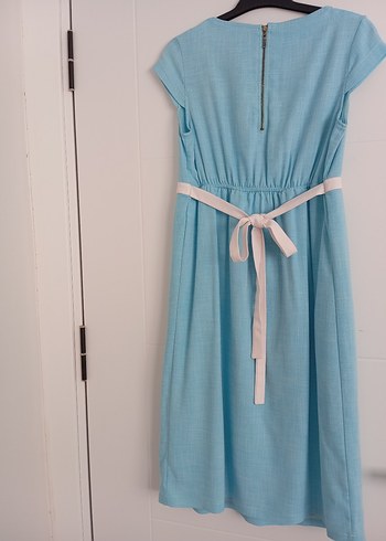 Dantel Detaylı Turkuaz Vintage Hamile Elbisesi - Görsel 4