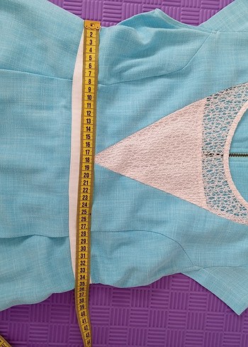 Dantel Detaylı Turkuaz Vintage Hamile Elbisesi - Görsel 6