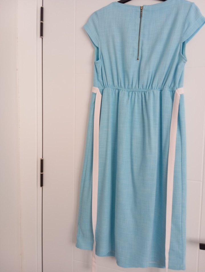 Dantel Detaylı Turkuaz Vintage Hamile Elbisesi - Görsel 3