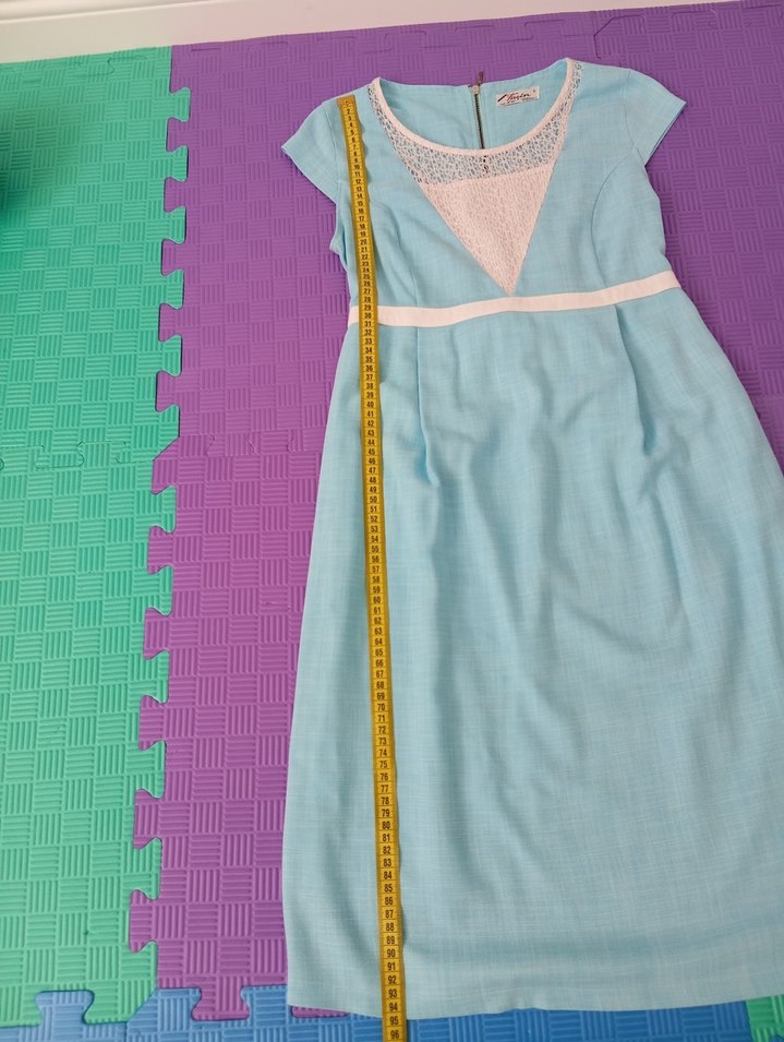 Dantel Detaylı Turkuaz Vintage Hamile Elbisesi - Görsel 5