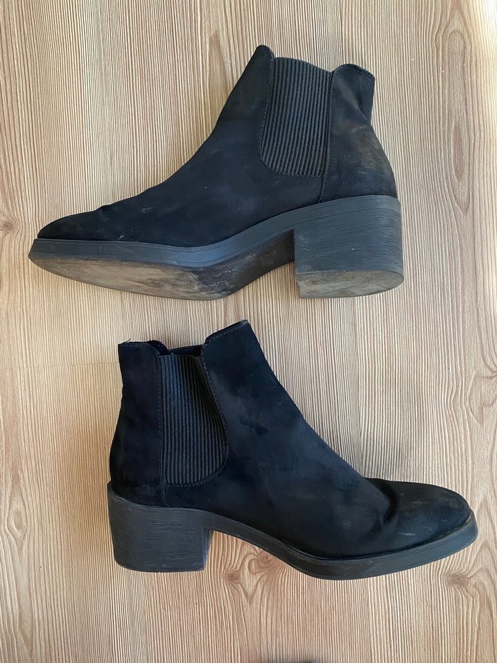 Siyah Süet Tokalı Blok Topuklu Kadın Bot bershka - Görsel 2