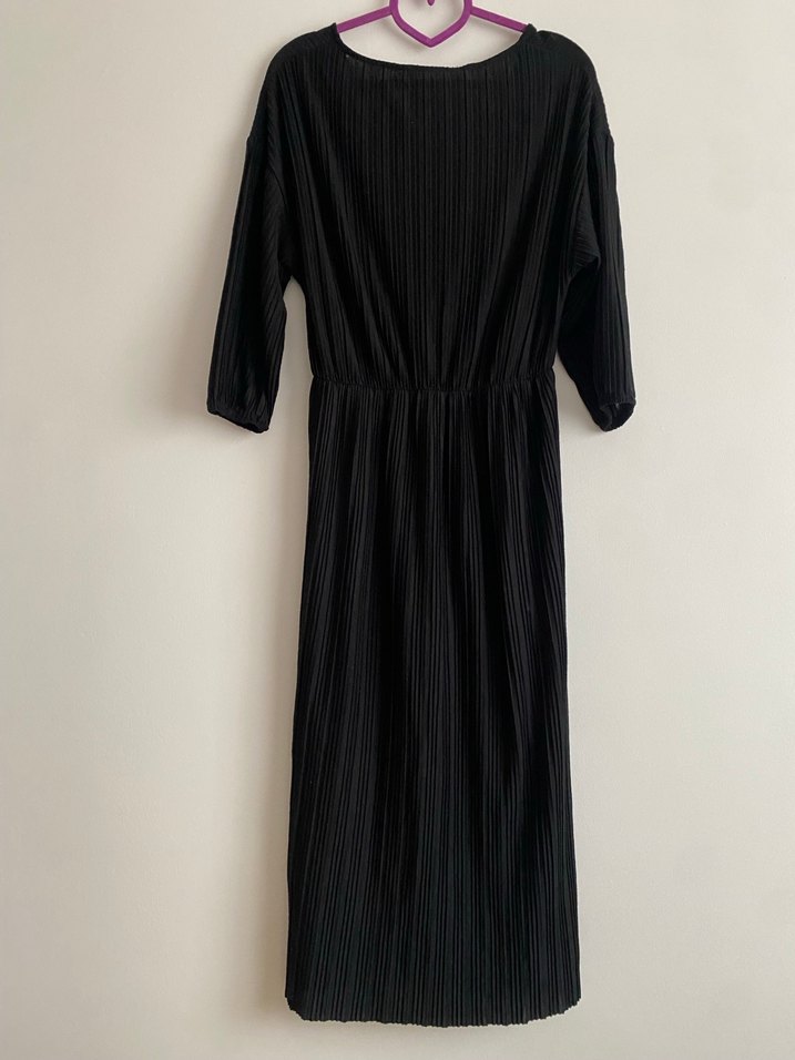 Kadın Siyah Piliseli Uzun Elbise mango - Görsel 2