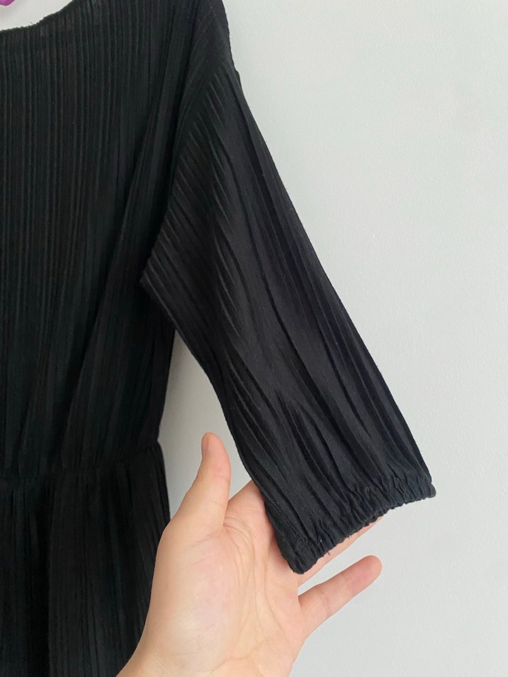 Kadın Siyah Piliseli Uzun Elbise mango - Görsel 3