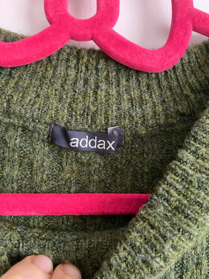 Yeşil Boğazlı Salaş Triko Kazak - Görsel 3