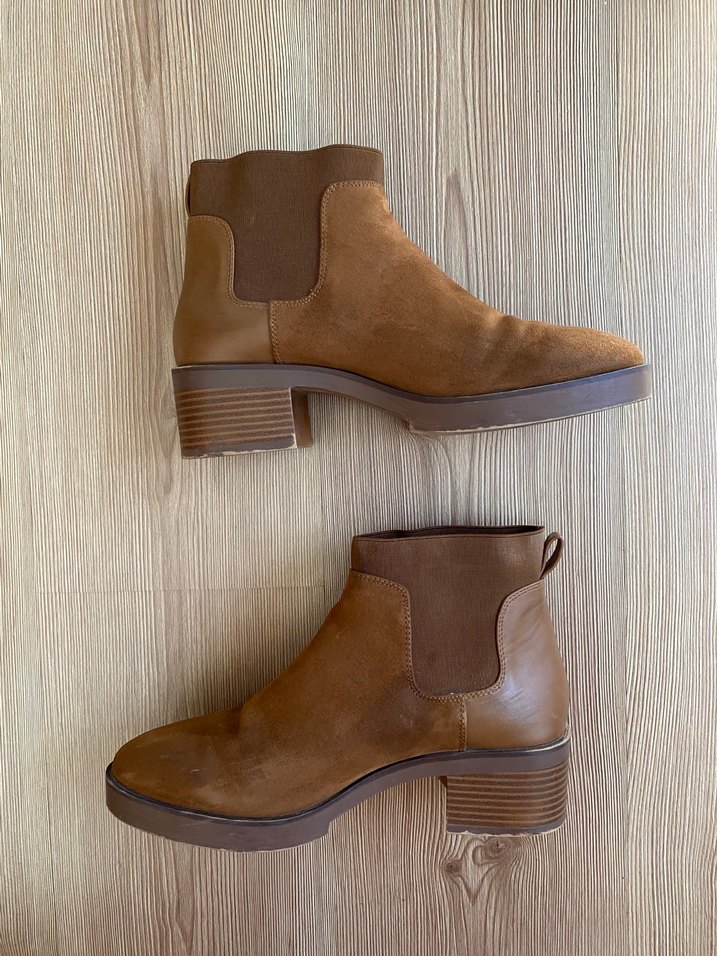 Kahverengi Süet Kadın Bot, Tokalı, Kalın Topuklu - Görsel 2