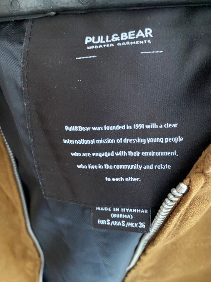 Kahverengi Süet Fermuarlı Ceket pull&bear - Görsel 3