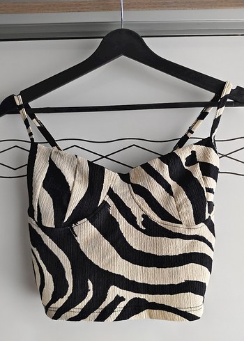 Zebra Desenli Strappy Mini Büstiyer