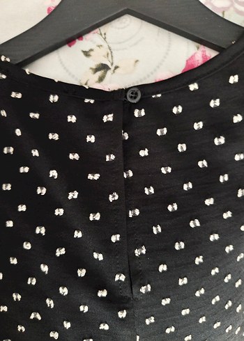 34 Beden Siyah Puantiyeli Kolsuz Crop Top