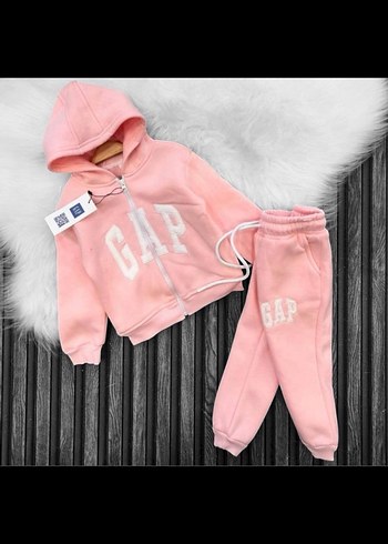 Kız Çocuk Pembe Kapüşonlu Sweatshirt ve Eşofman Takımı
