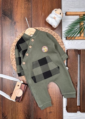 Düğmeli Kareli Erkek Bebek Tulum - Görsel 8