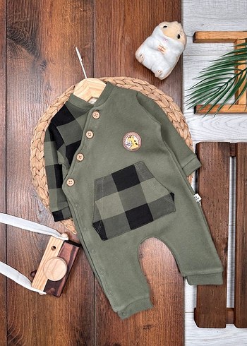 Düğmeli Kareli Erkek Bebek Tulum - Görsel 4