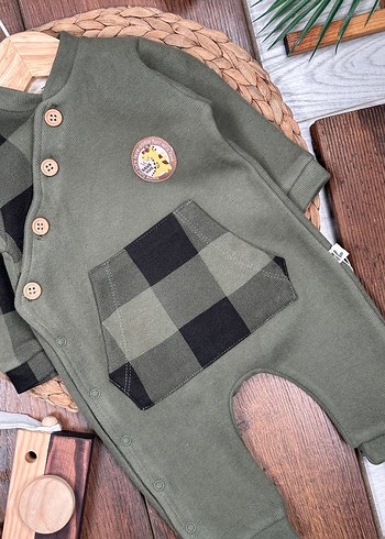 Düğmeli Kareli Erkek Bebek Tulum - Görsel 6