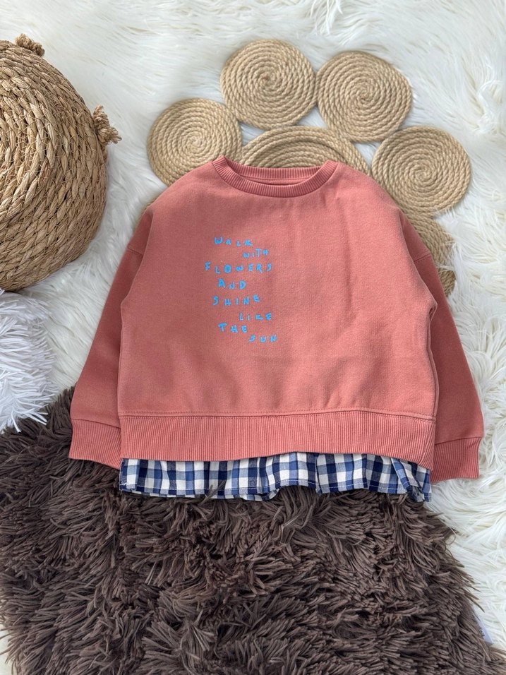 Kız Çocuk Pembe Sweatshirt Fırfırlı Detaylı - Görsel 2