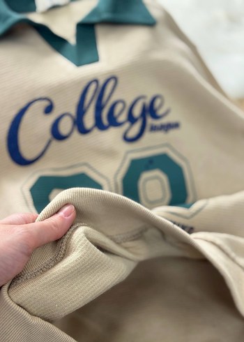 Gri Kahverengi College Baskılı Sweatshirt - Görsel 3