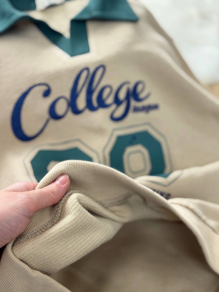 Gri Kahverengi College Baskılı  Sweatshirt - Görsel 3