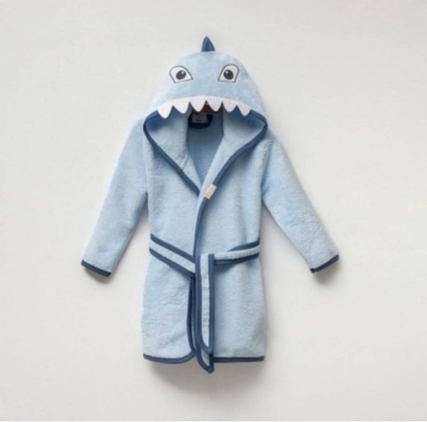 Nakışlı Erkek Çocuk Bornozu - Mavi - Görsel 2