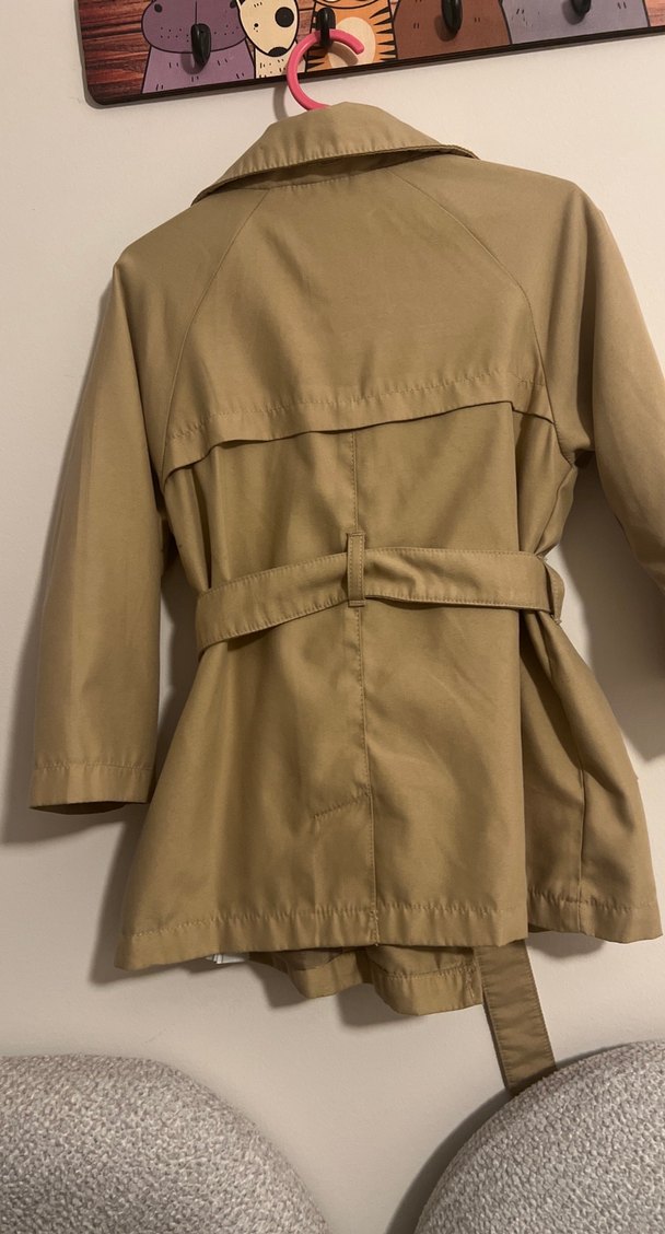 Bej Kız Çocuk Düğmeli Trençkot - Görsel 3