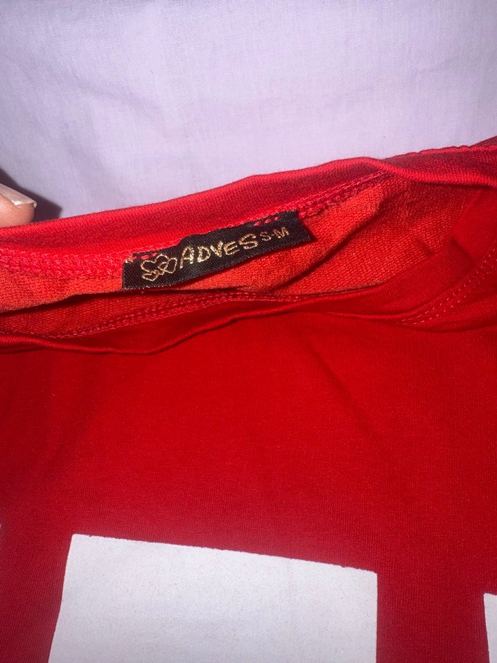 Kırmızı Baskılı Uzun Kollu Sweatshirt - Görsel 3