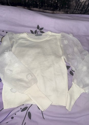 Beyaz Triko Kadın Bluz - Görsel 3