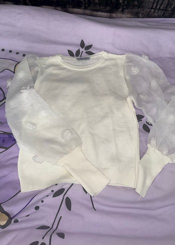 Beyaz Triko Kadın Bluz - Görsel 2